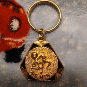 Vintage Gemini Zodiac Sign  Gold Metal Keychain New Old Stock Unisex
